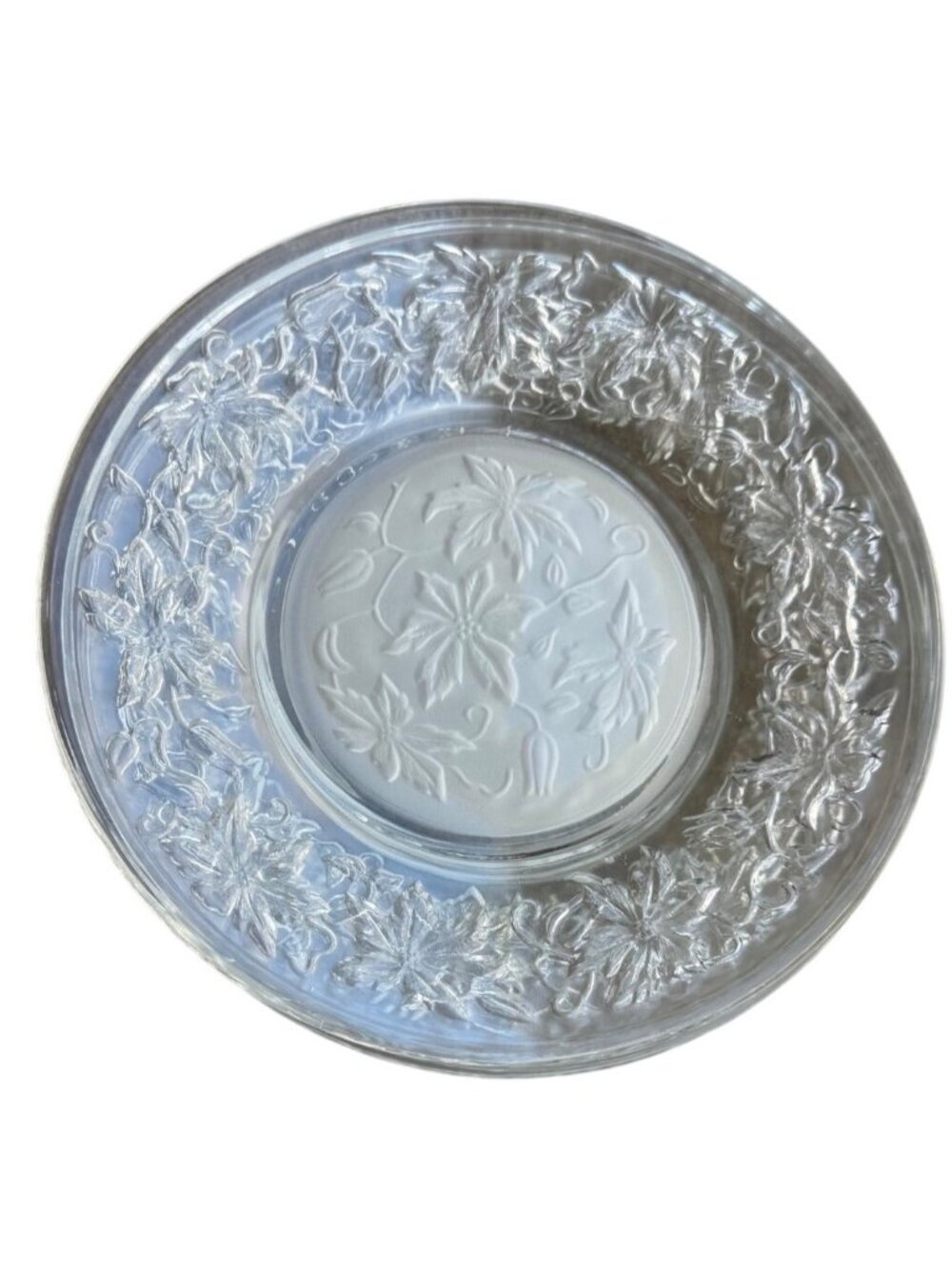 Princess House Fantasia Crystal Plate 8"-Set Of 4 Clear Glass Plates Floral